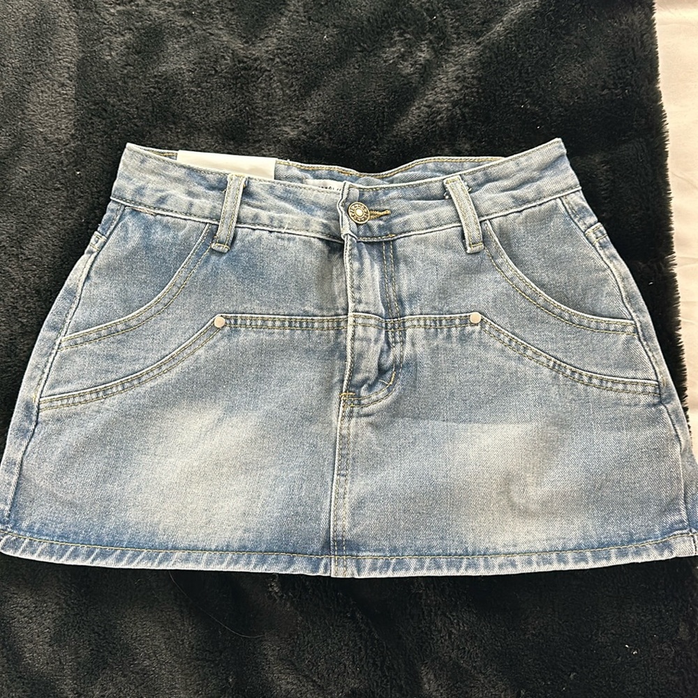 denim mini skirt